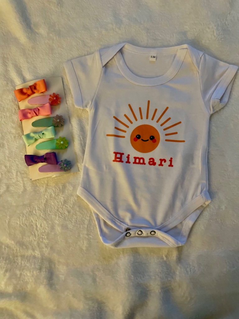 Personalized Baby Onesie & Hair Clips