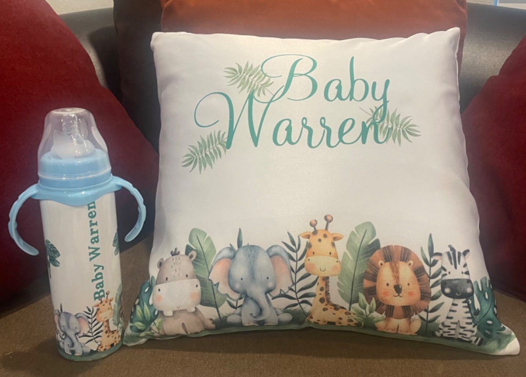 Personalized Baby Pillow & Bottle Set
