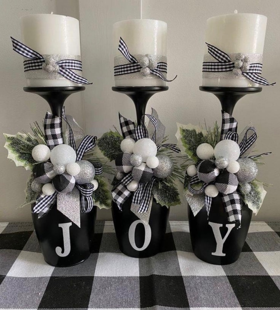 Custom Wine Glass Candle Holders