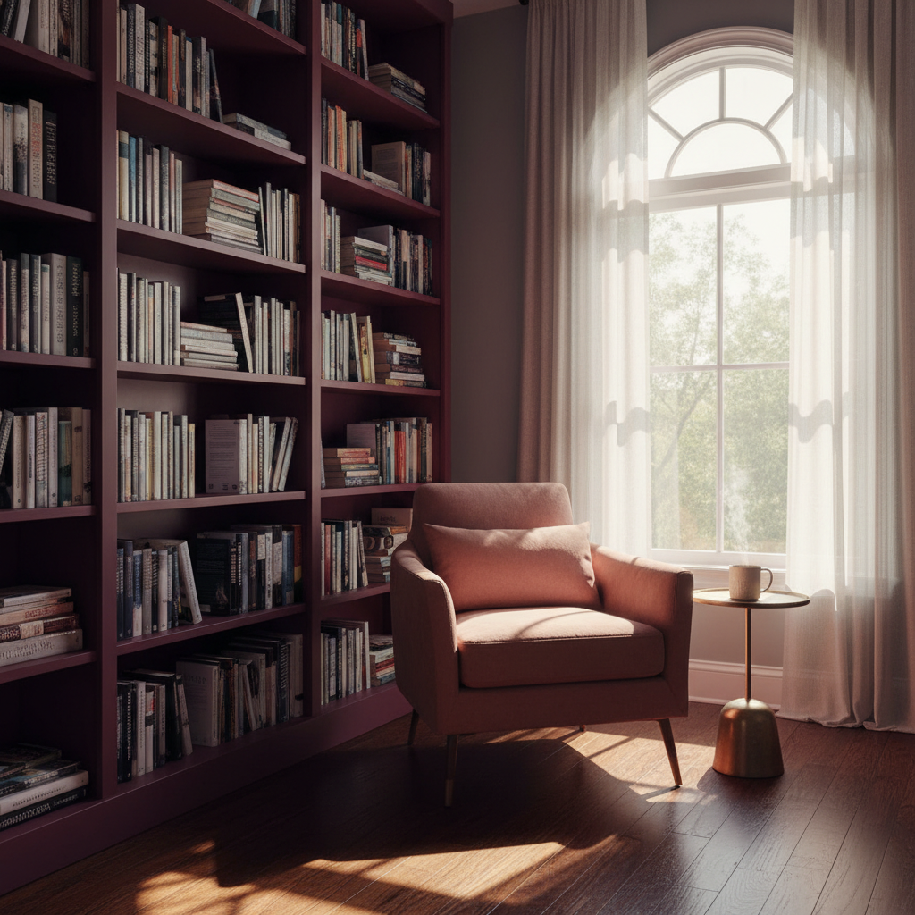 Warm cherrywood reading nook — a space of reflection and growth