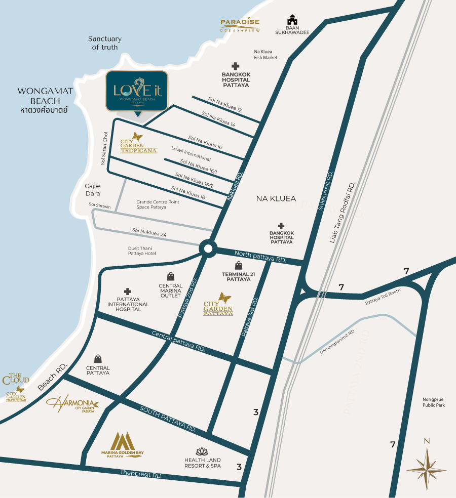 LOVE IT Wongamat Beach Location Map