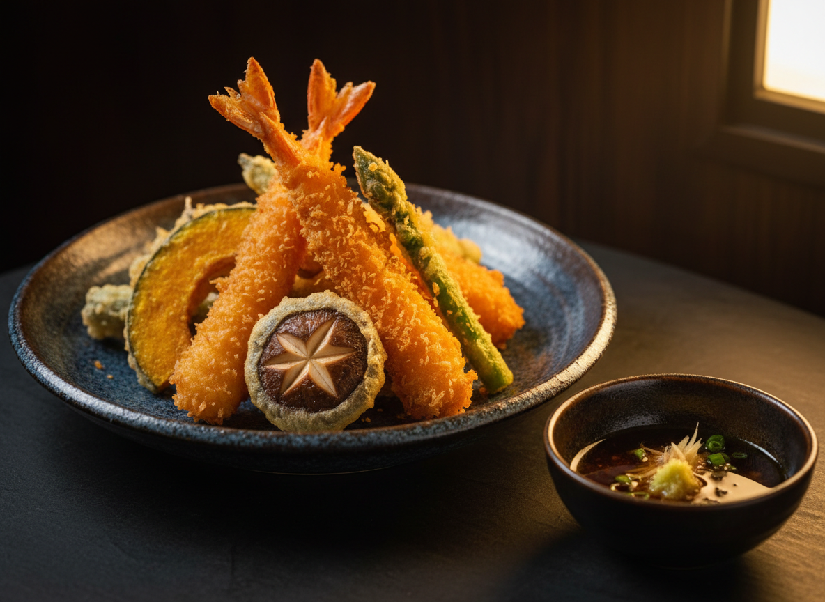 Crispy golden tempura served at Ginza Hohsen Japanese restaurant