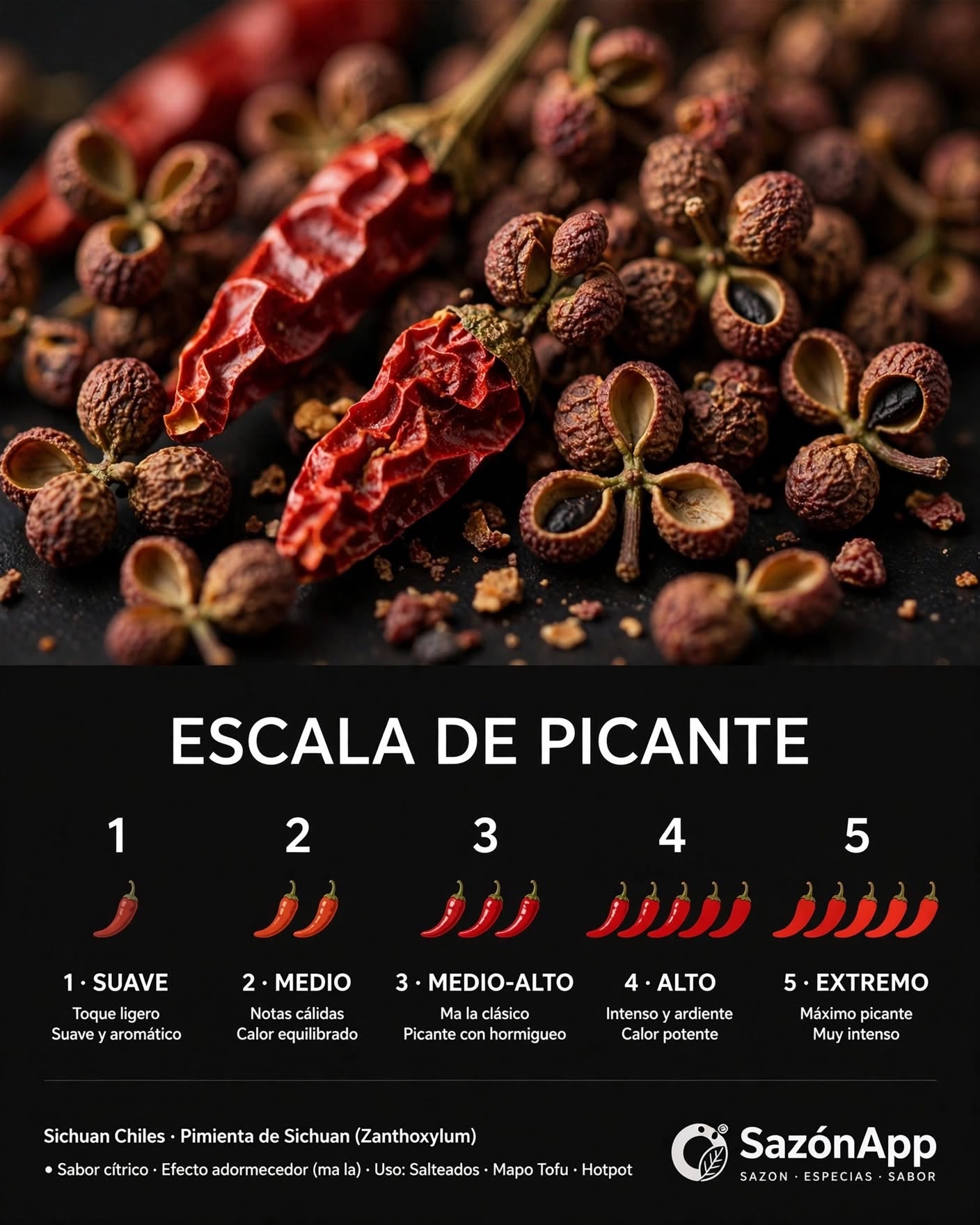 Escala de picante Sazón del 1 al 5