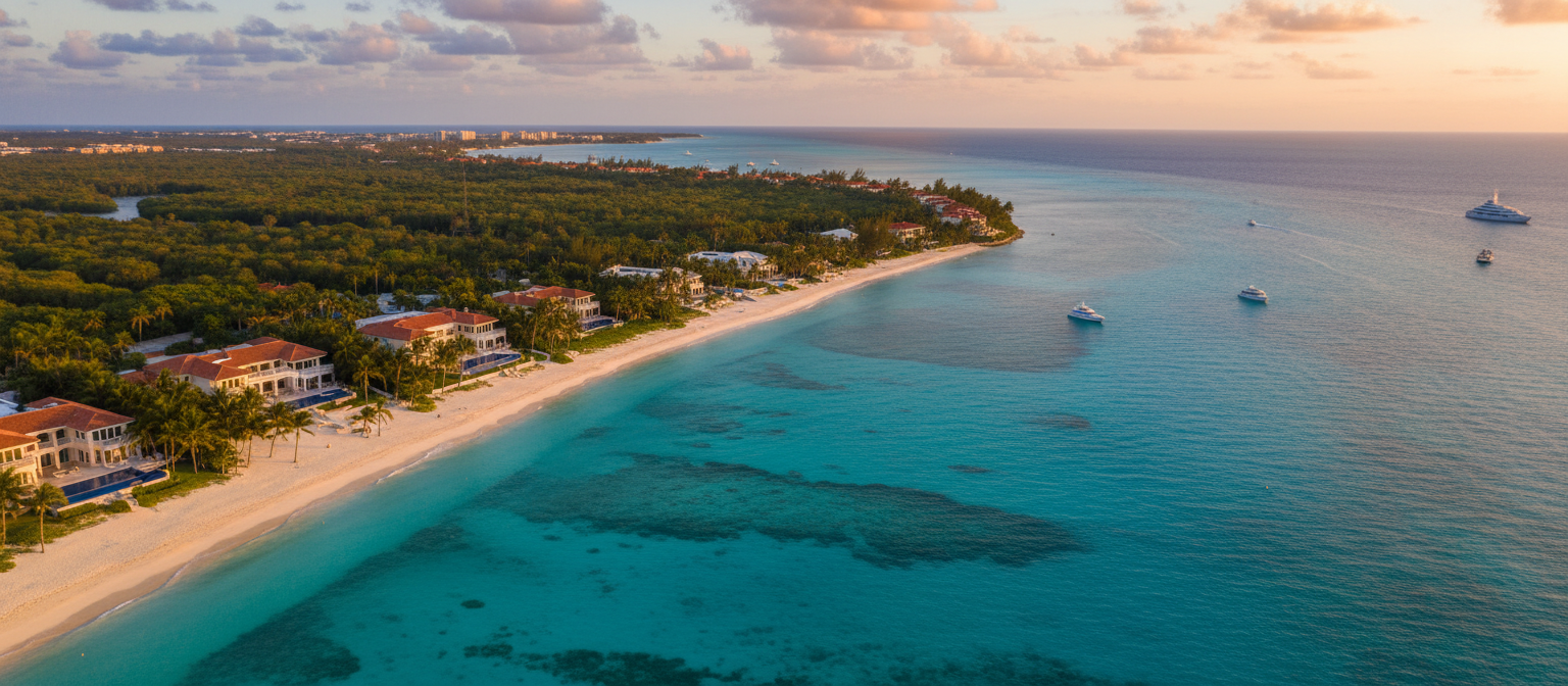 Nassau Bahamas aerial view of turquoise ocean and white sand beaches