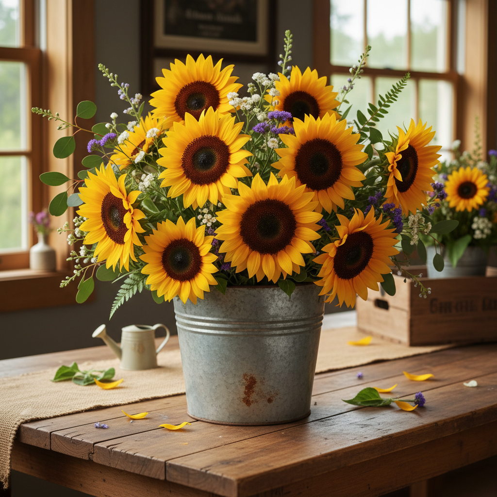Sunshine Sunflower Bucket