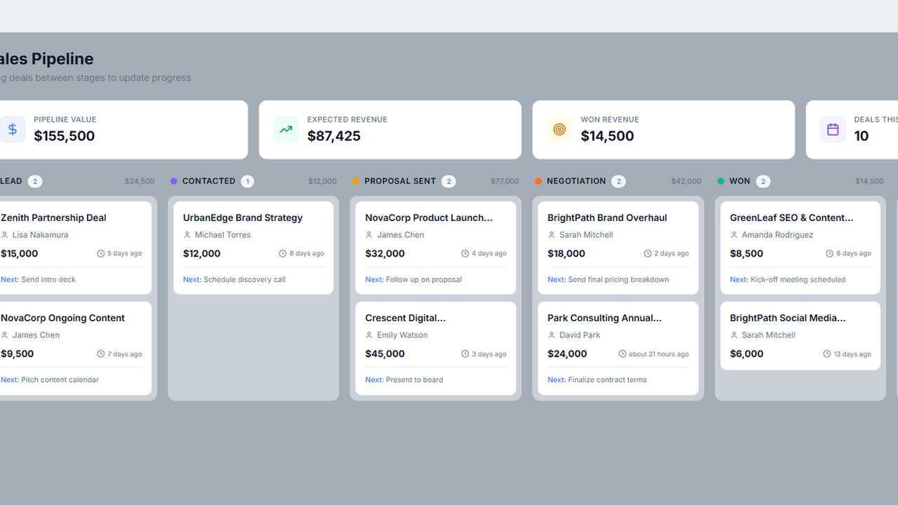 Velocity CRM  template preview
