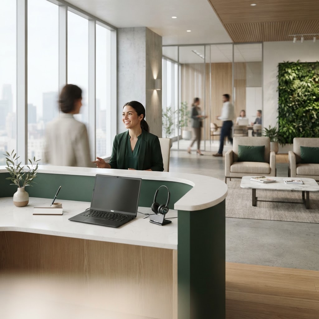 The reception and customer service area at a PECS Data office