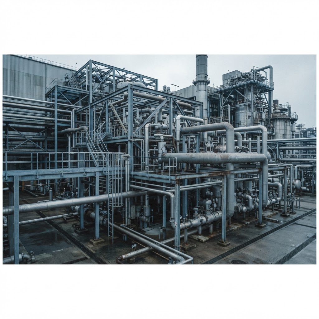 Industrial process piping in heavy industry