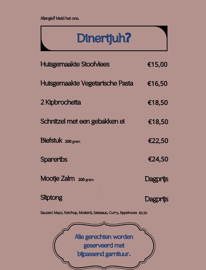 Menukaart The Cameronian