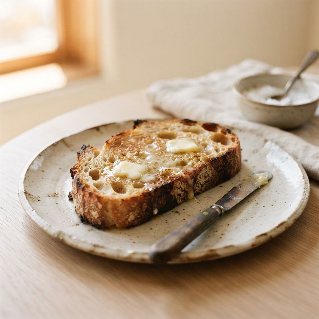 Toasted sourdough slice with butter