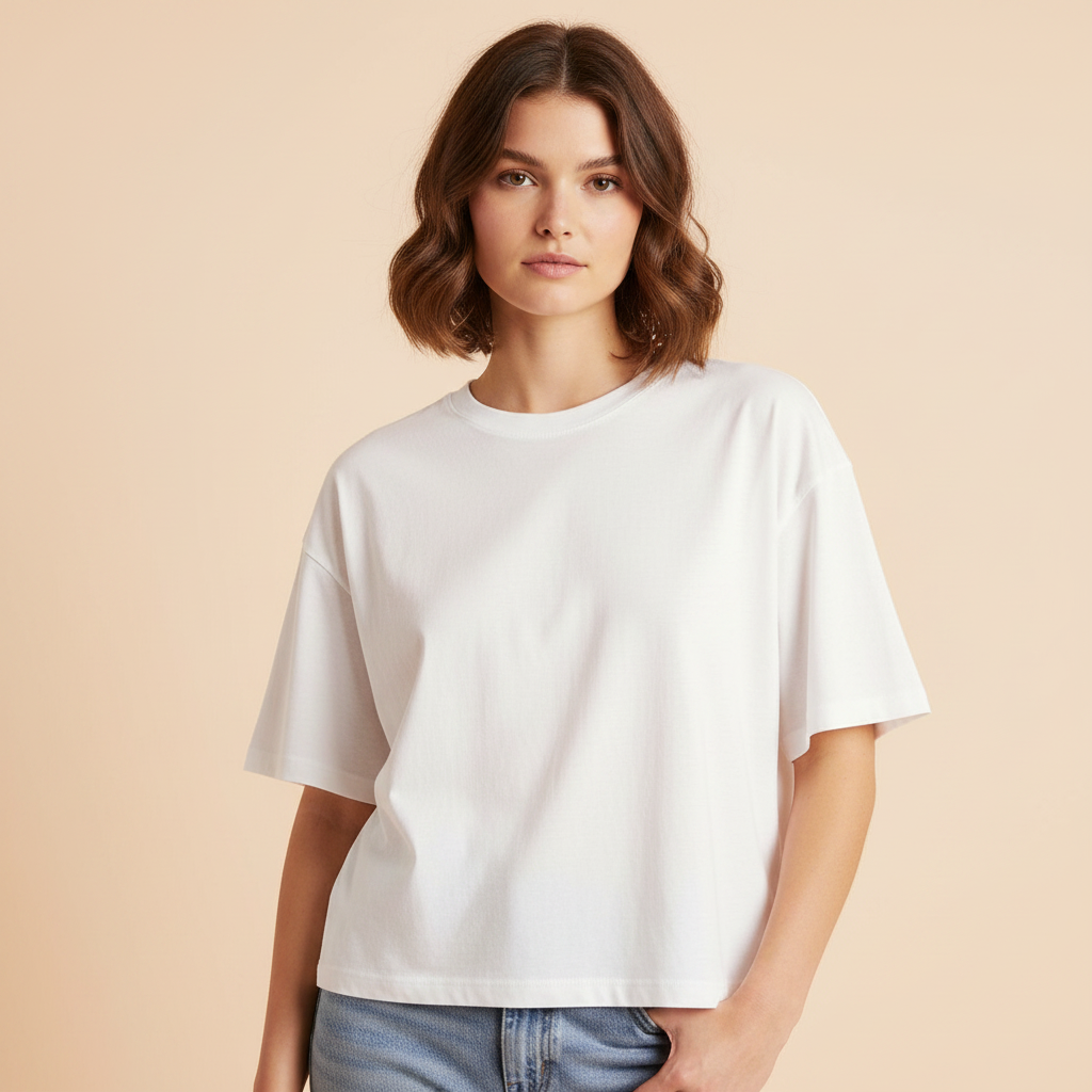Cotton Oversized T 300gsm — white colourway — Linen-Cotton textile by Peachy, made in South Africa