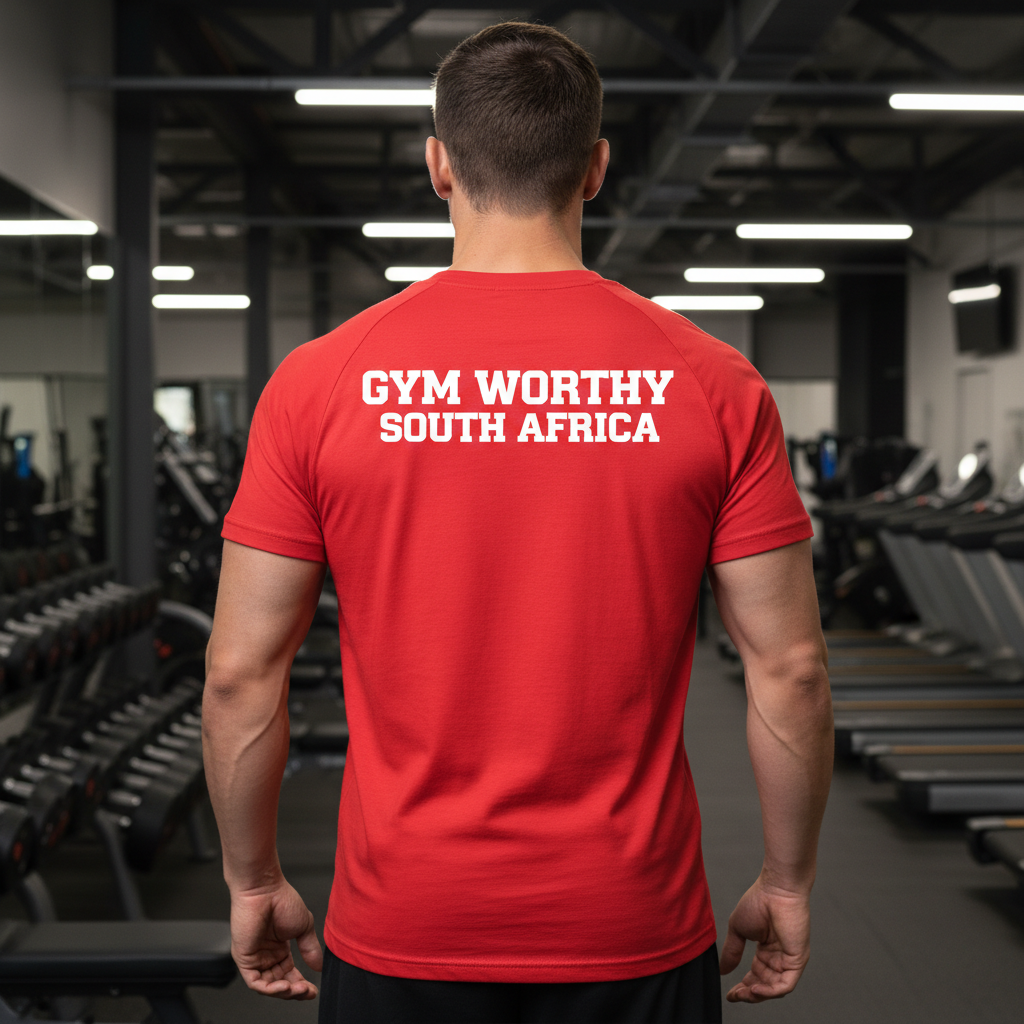 GW Represent T — back view, Red colourway — Gym Worthy Sports Apparel