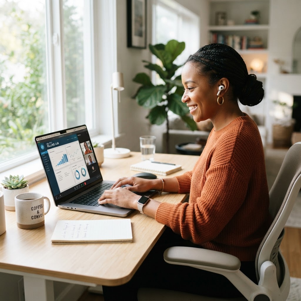 Photo of Woman Using Her Laptop