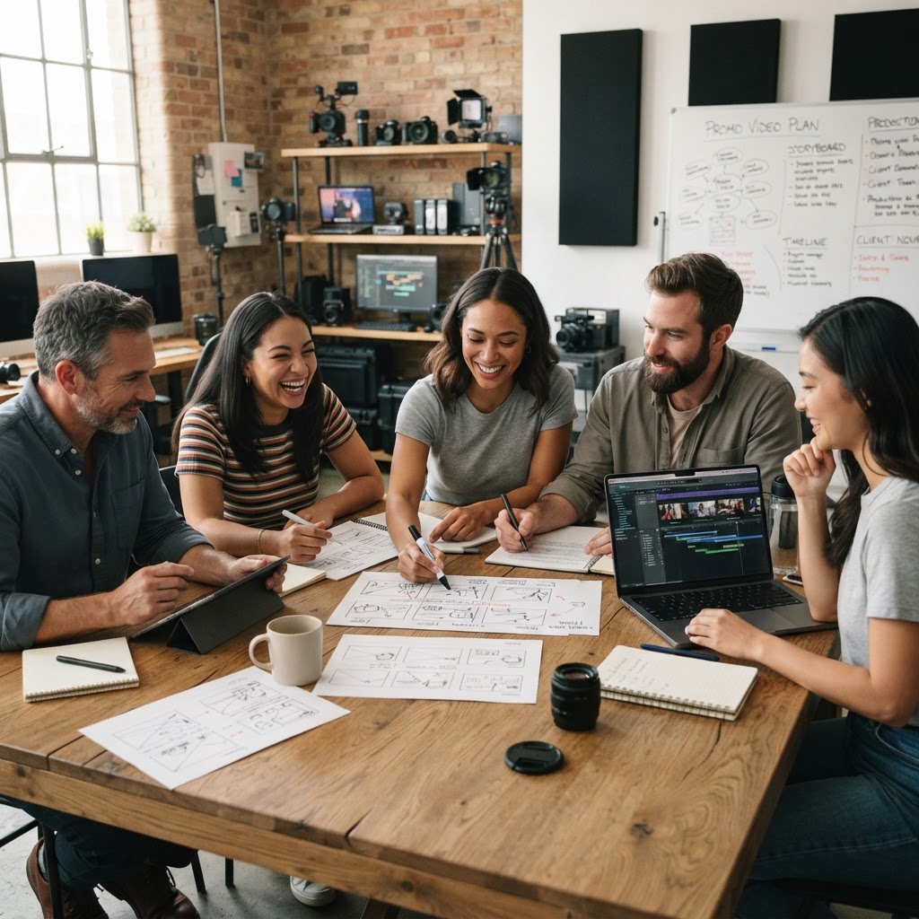 three people surrounding paper and laptop inside room