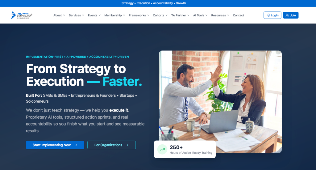 Moving Forward Small Business website preview