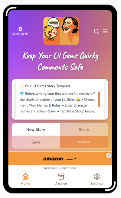 Lil Gems-Story app home screen