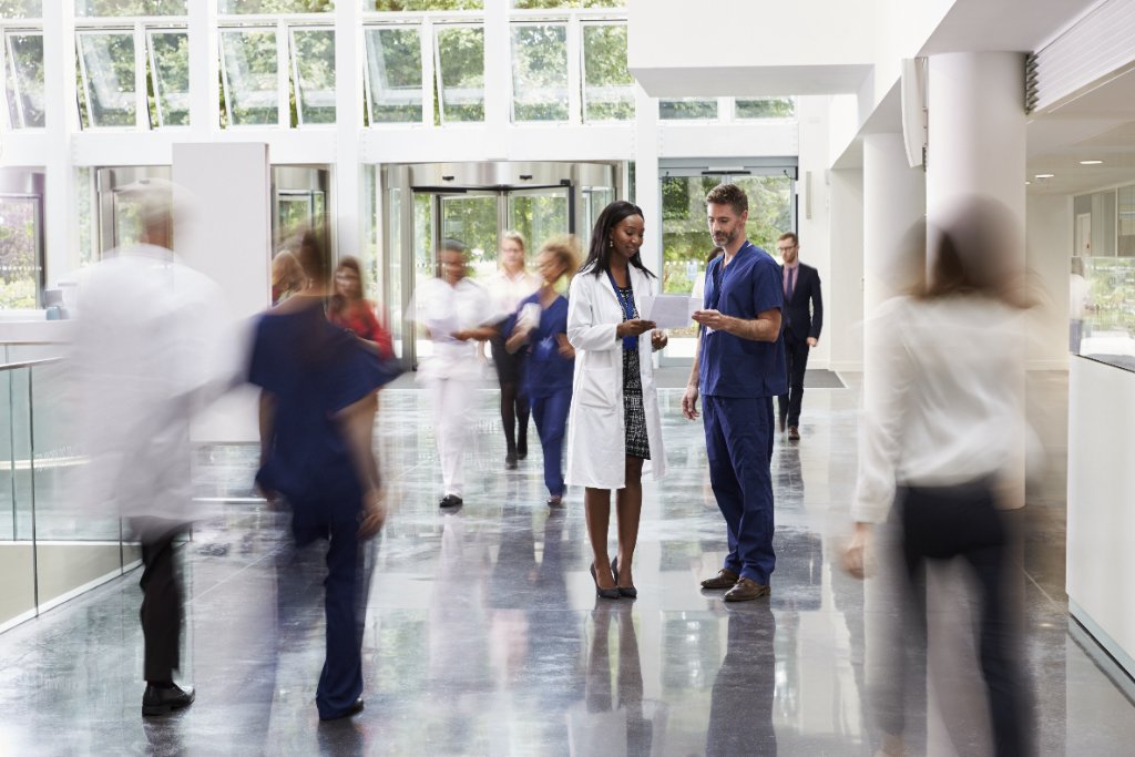 Modern hospital lobby