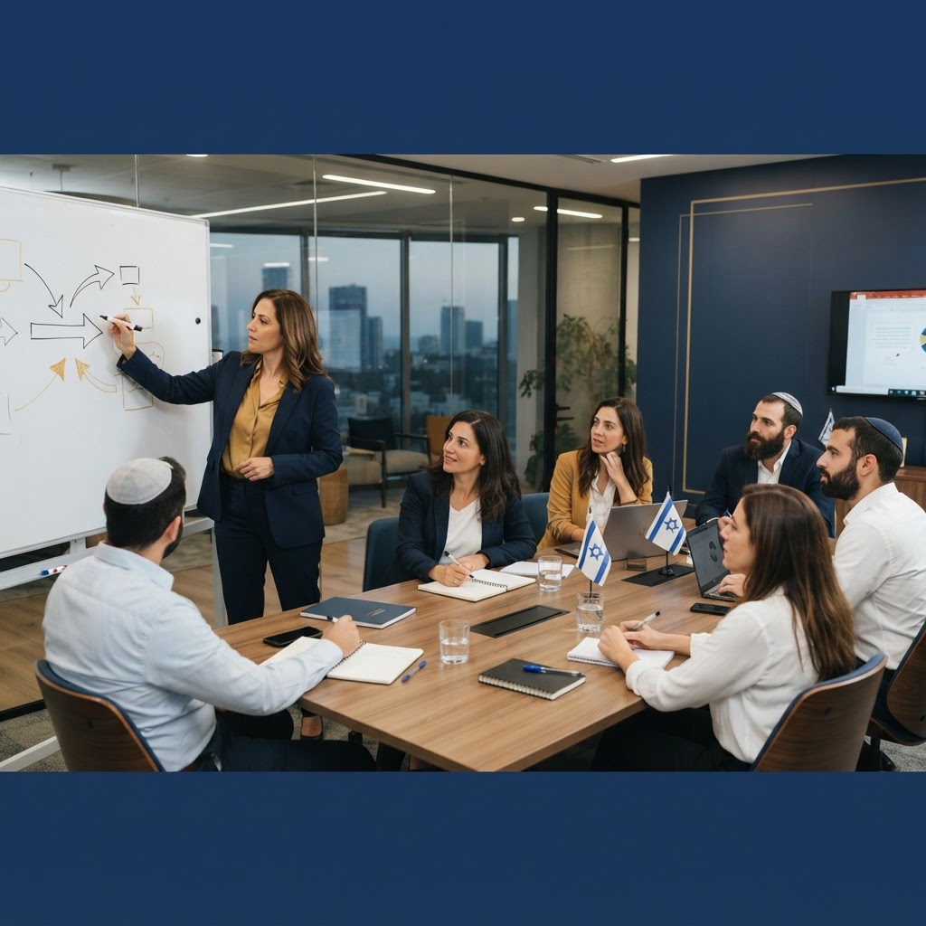 Business leadership workshop with facilitator and executives