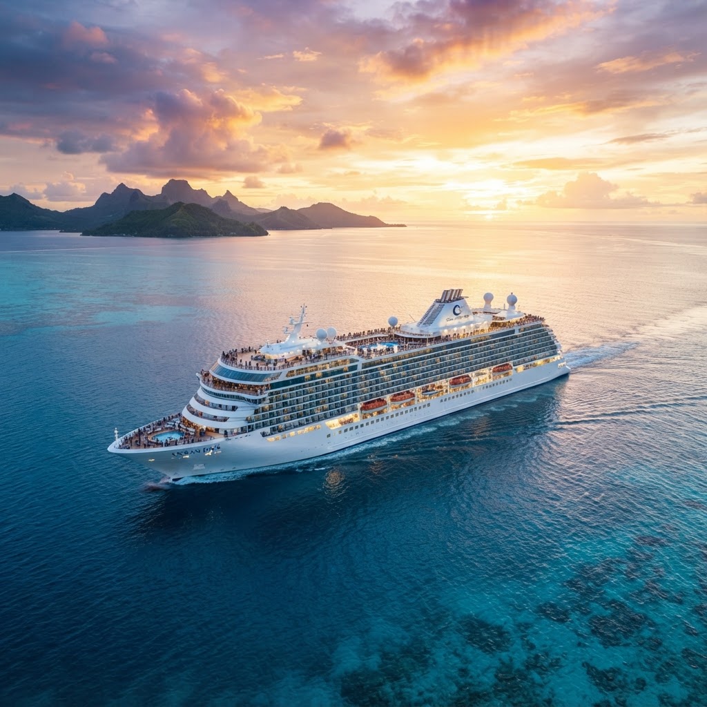 Luxury cruise ship at sea
