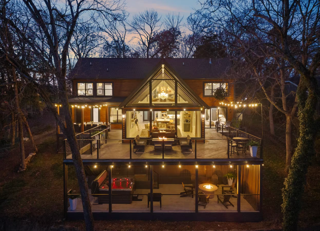 Luxury event home at twilight