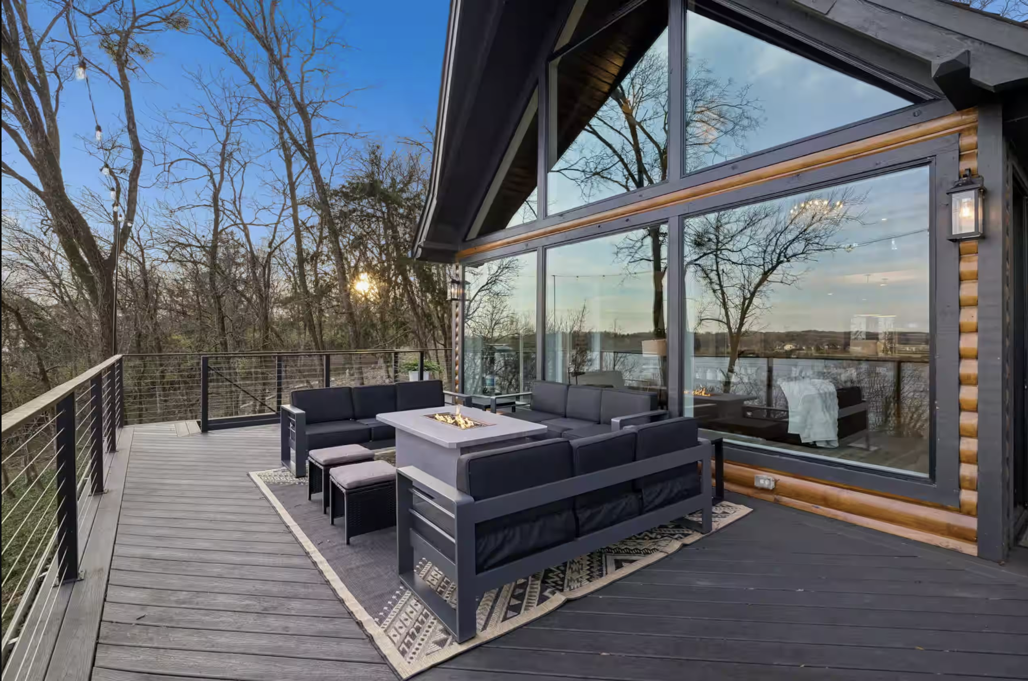 Outdoor deck with fire pit
