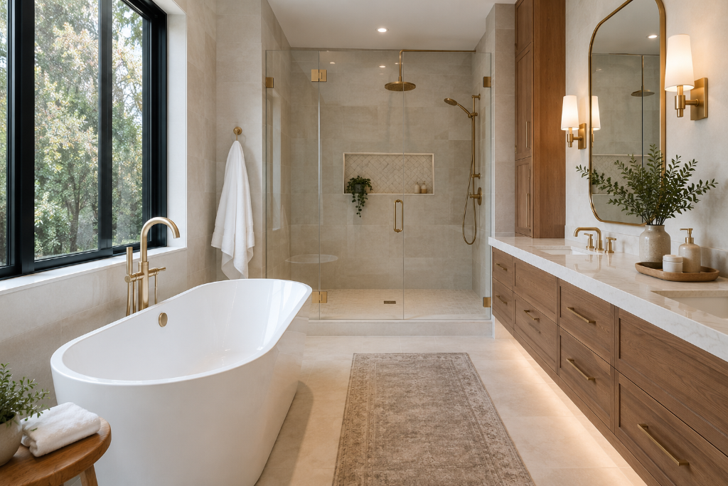 Freestanding Tub & Glass Shower Suite