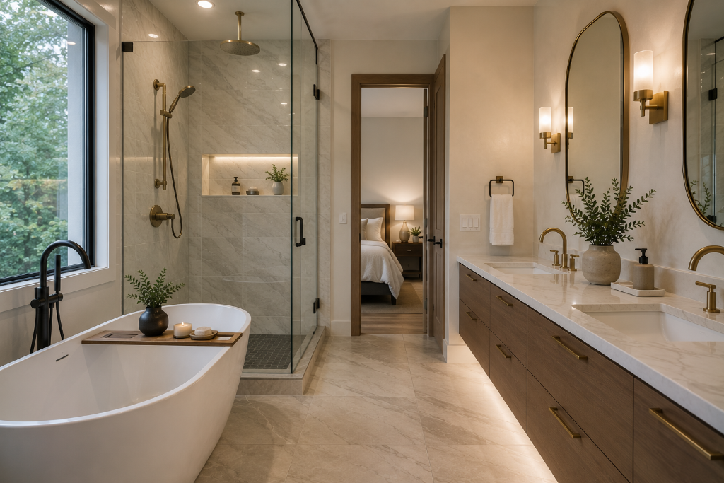 Freestanding Tub & Glass Shower Suite