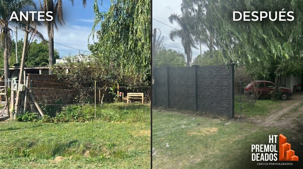 Antes y después - instalación de cerco premoldeado en Buenos Aires