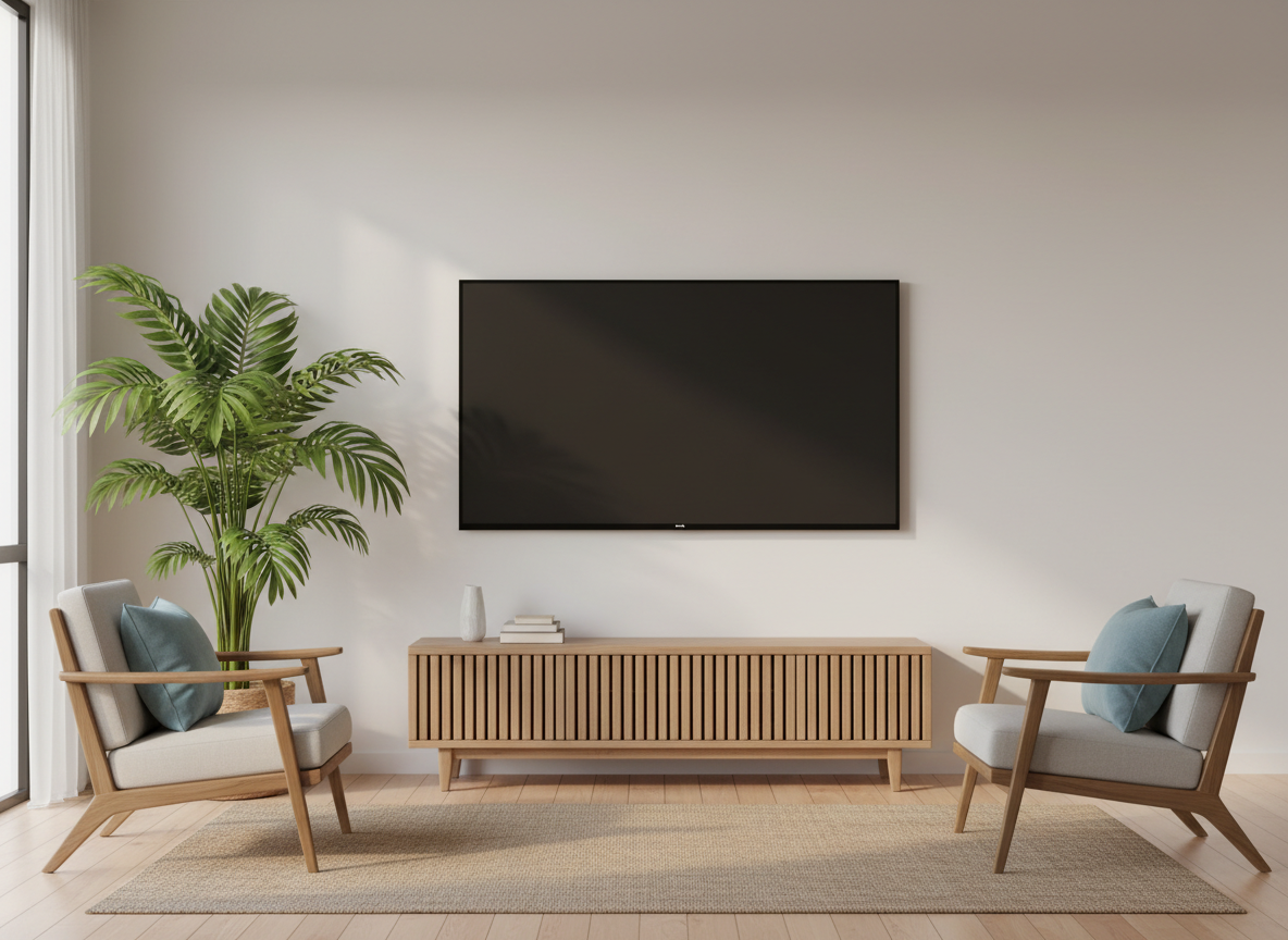 Mounted TV in elegant living room