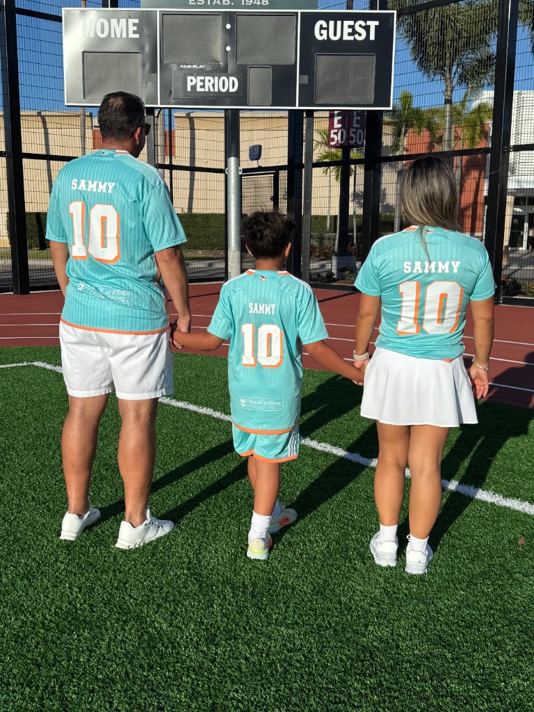 Soccer Locos family showing team jerseys