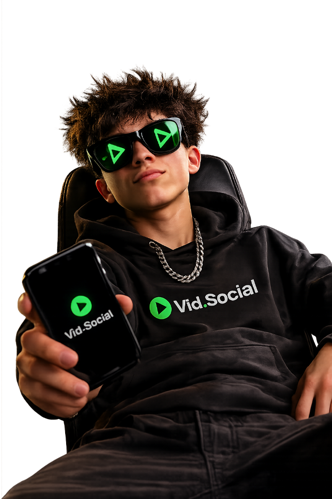 Vid.Social creator holding a phone