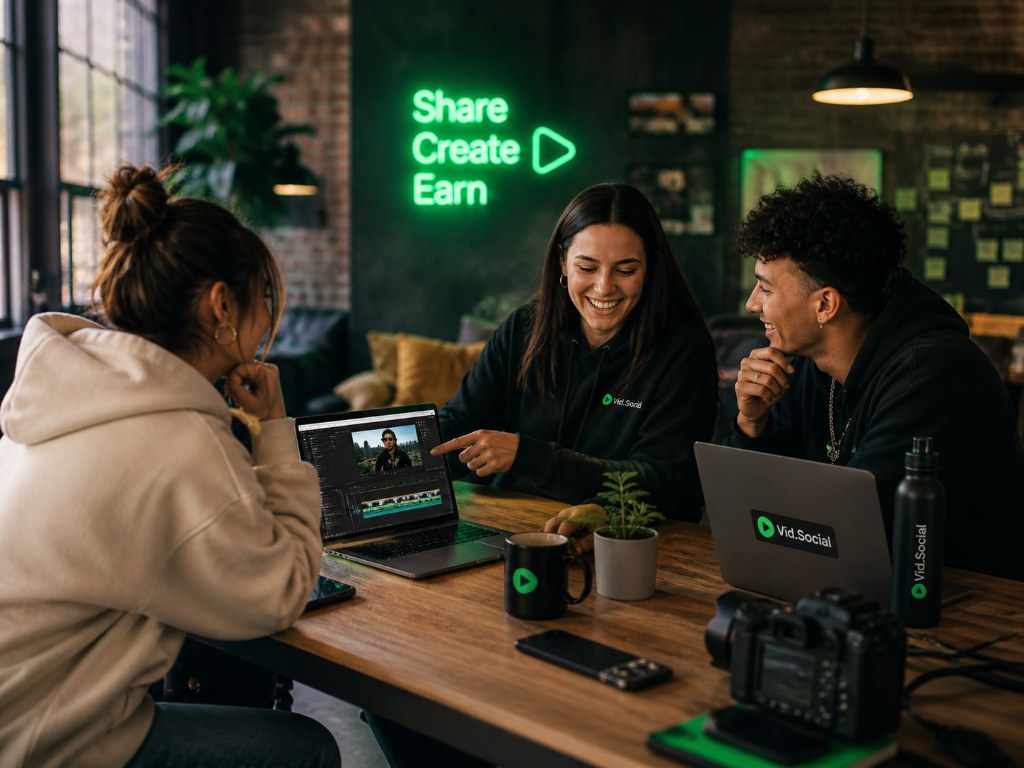 Vid.Social team sharing, creating and earning together