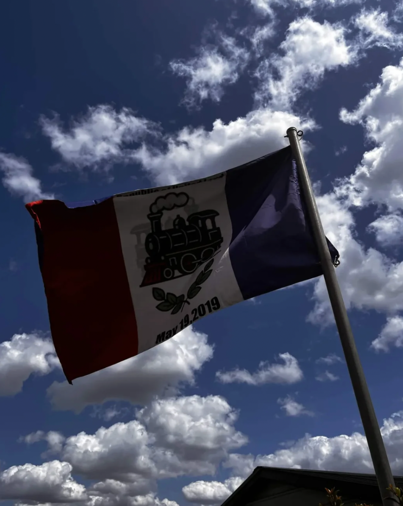 United Land Flag raised high