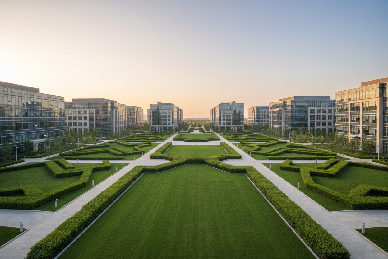 Commercial property with pristine landscaping