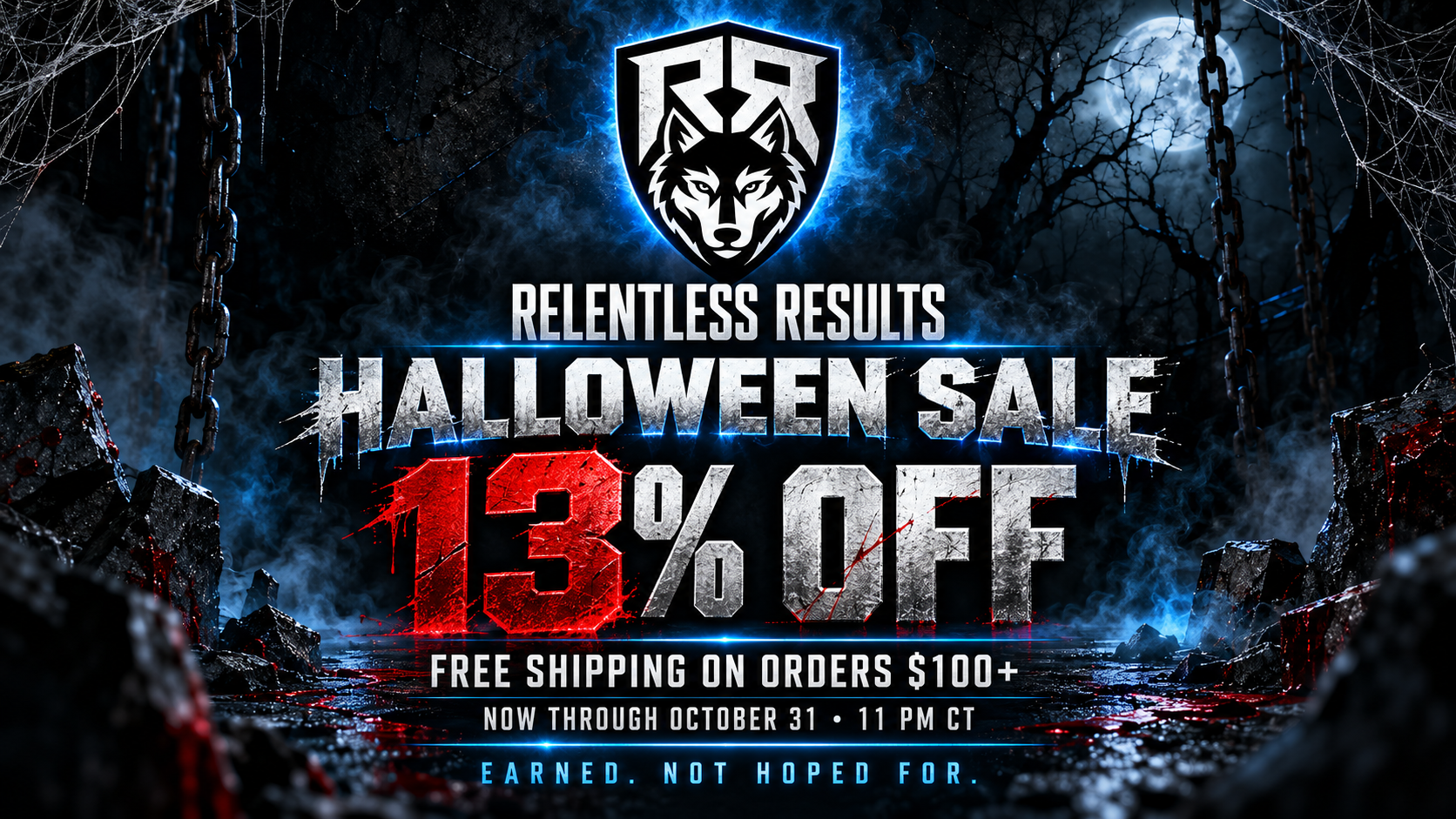 Relentless Results Halloween Sale — 13% off everything, now through October 31 at 11 PM CT