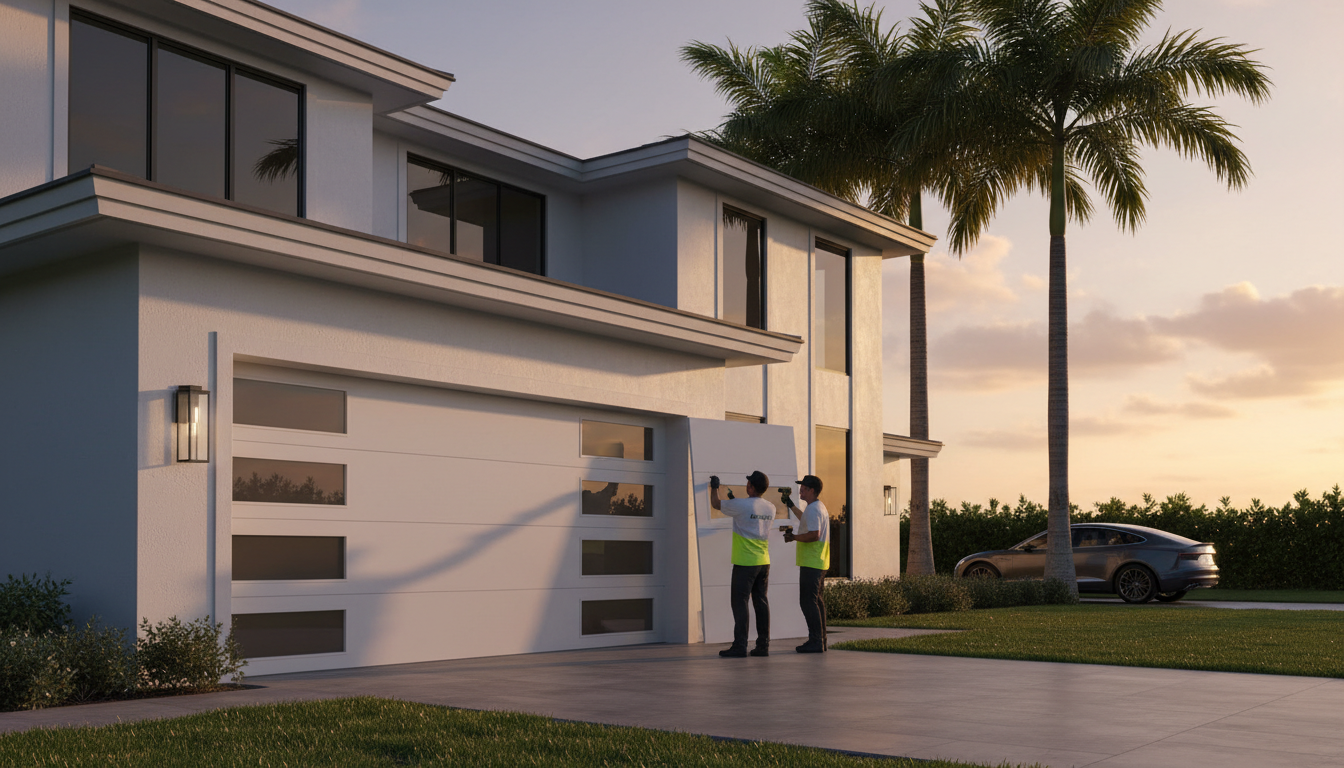 Hurricane-rated impact garage door installation in Hollywood, FL by NovaLift