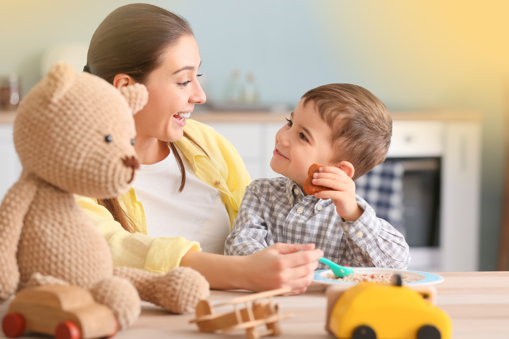Trusted babysitter smiling with a baby