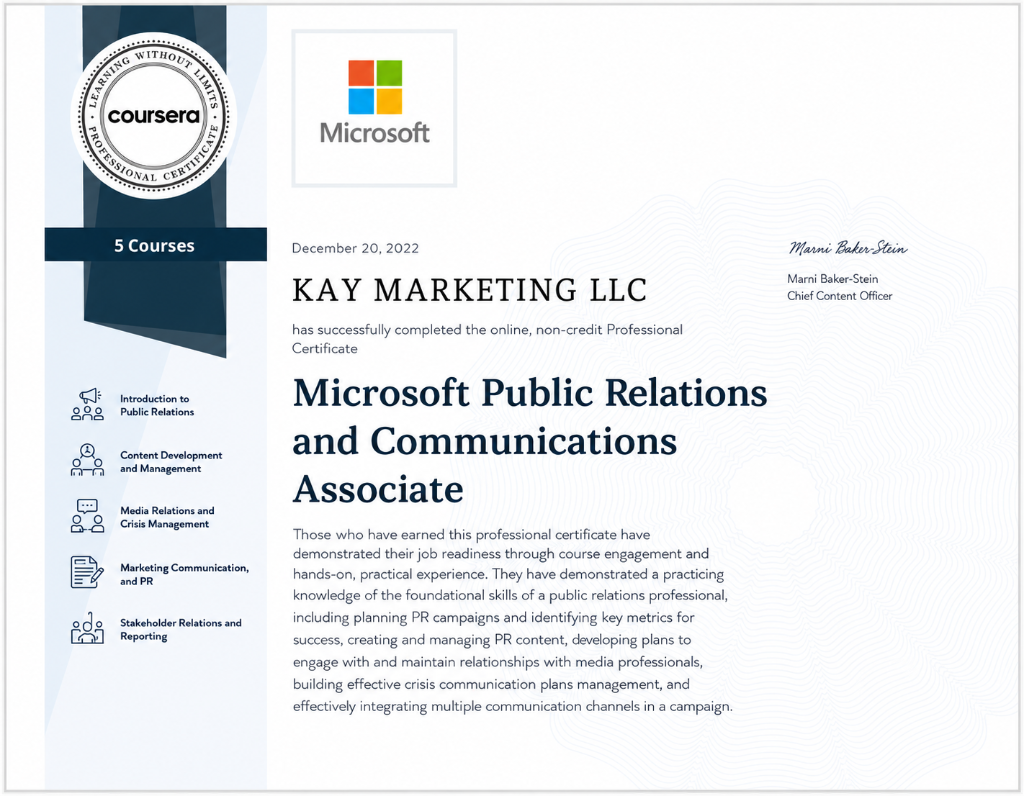 Public Relations and Communications