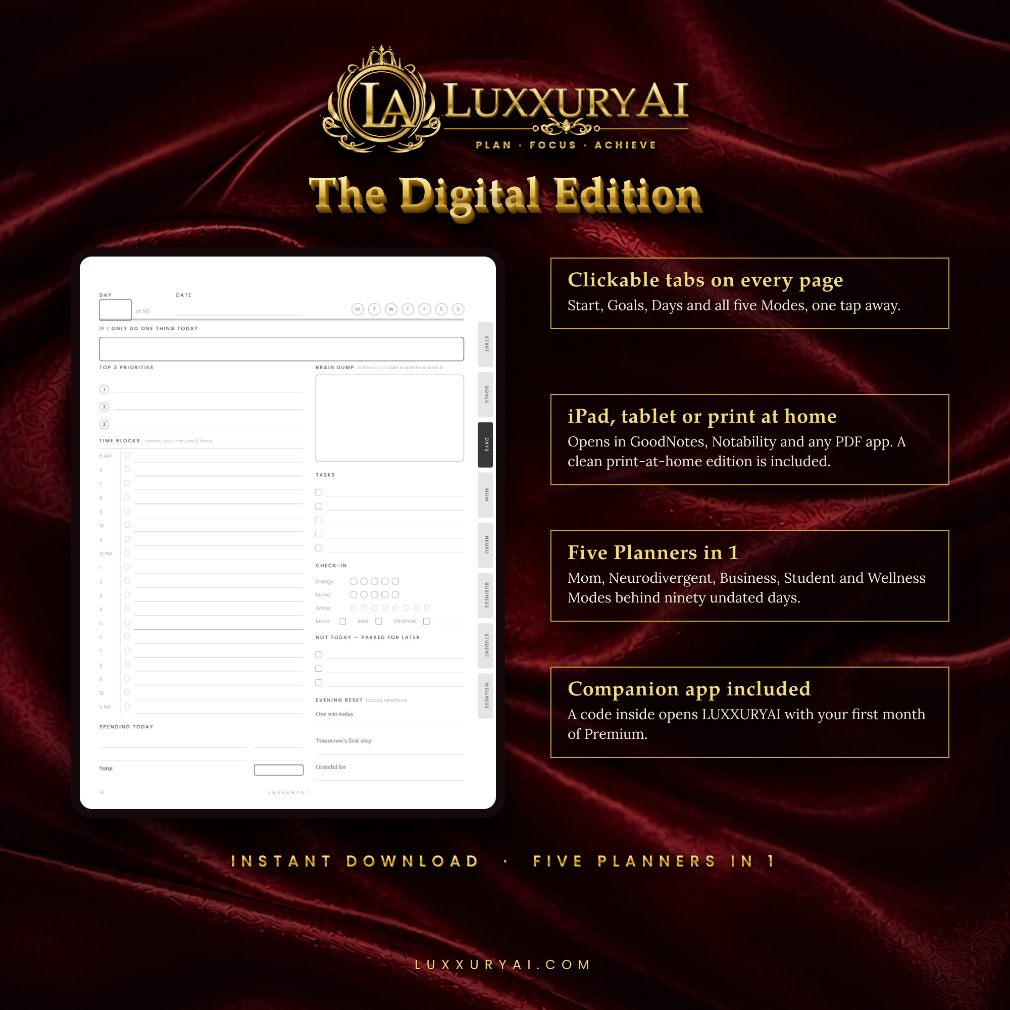LUXXURYAI Digital Planner