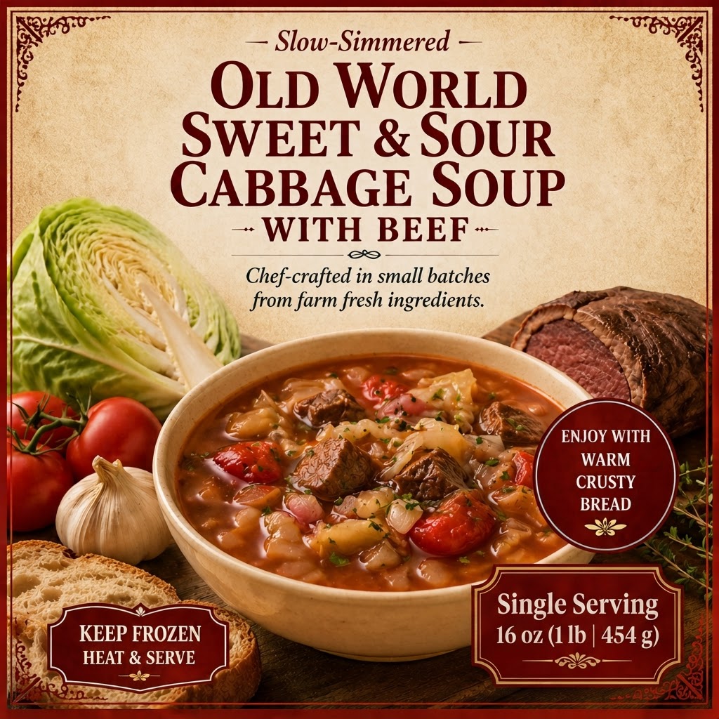 Old World Sweet & Sour Cabbage Soup with Beef