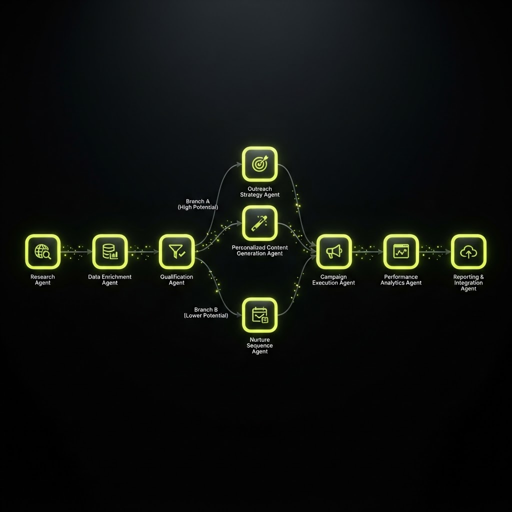 Case study Escalando Vendas com Multi-Agentes de IA — Utilizando arquitetura de múltiplos agentes de IA e fluxos automatizados ajudamos diversas empresas de médio porte a escalar processos comerciais de vendas.