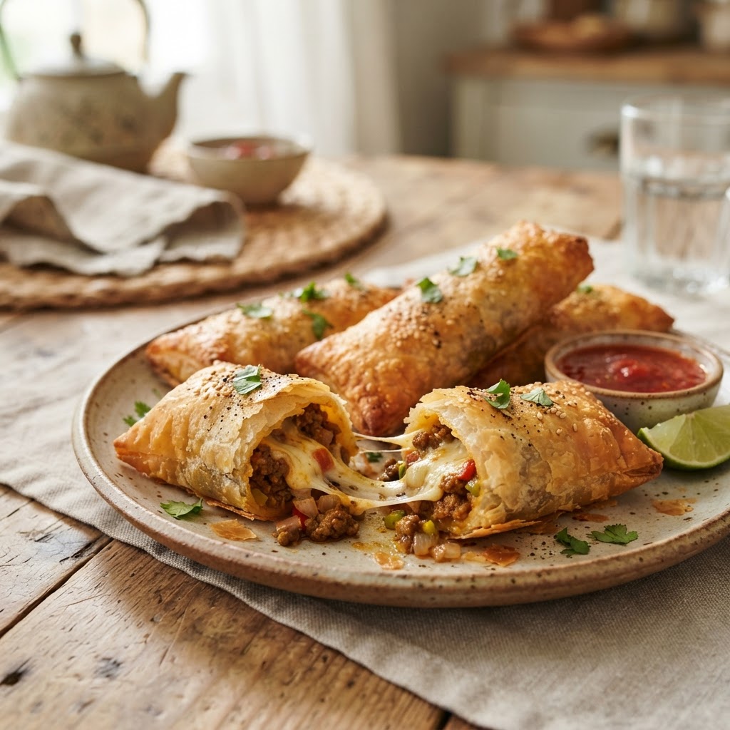 Cheese & Meat Pastry Rolls