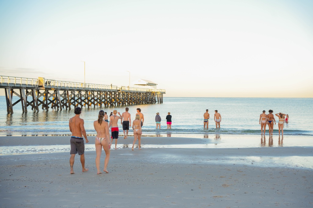 Community at dusk dips