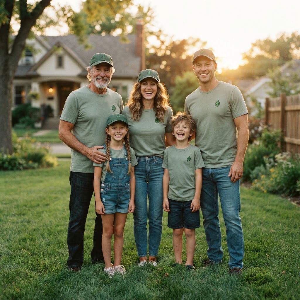 The Davis family wearing GreenRoute gear