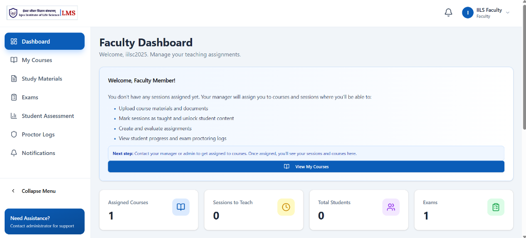 Faculty dashboard