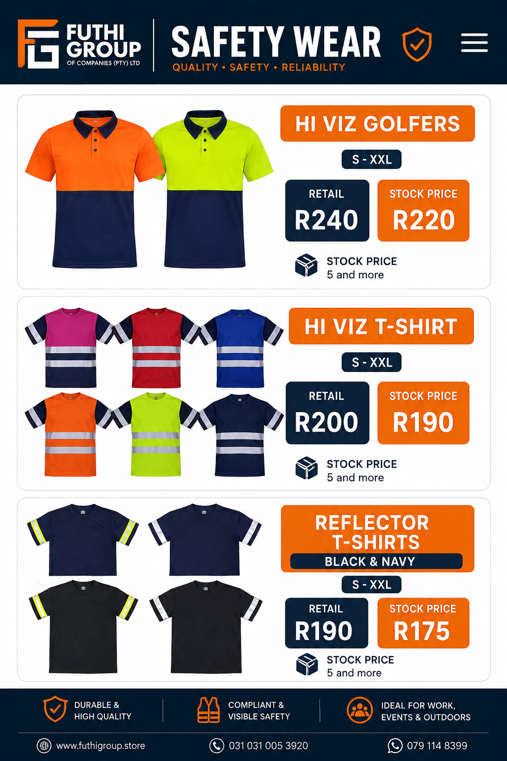 Hi-viz golfers, hi-viz t-shirts and reflector t-shirts