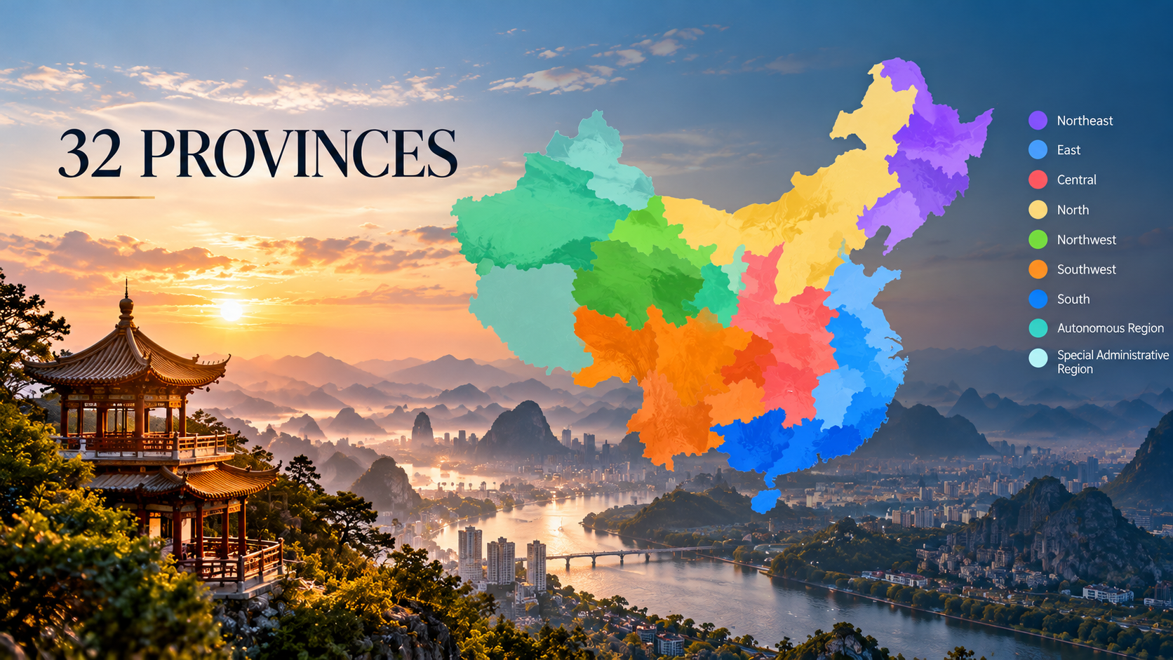 China's 32 provinces map