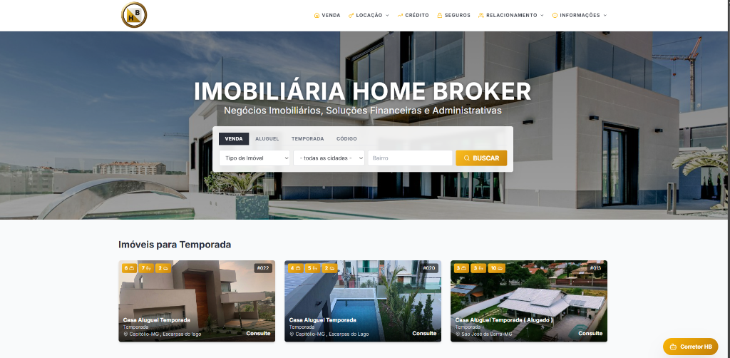 Site da Imobiliária Home Broker