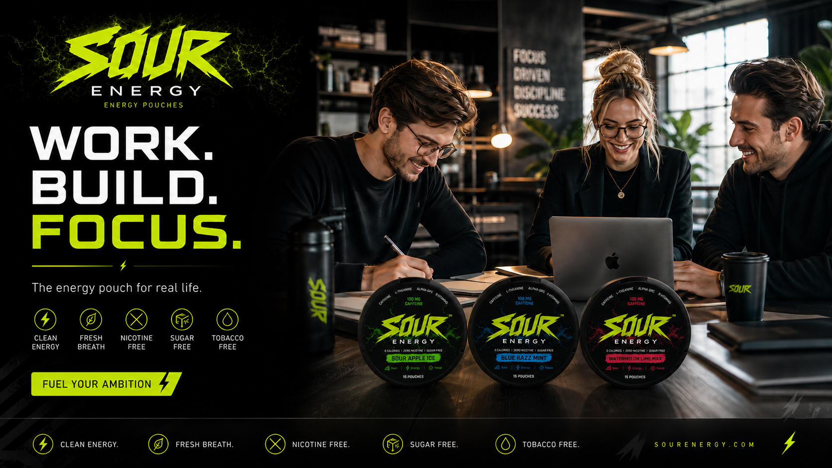 SOUR Energy work lifestyle ad.