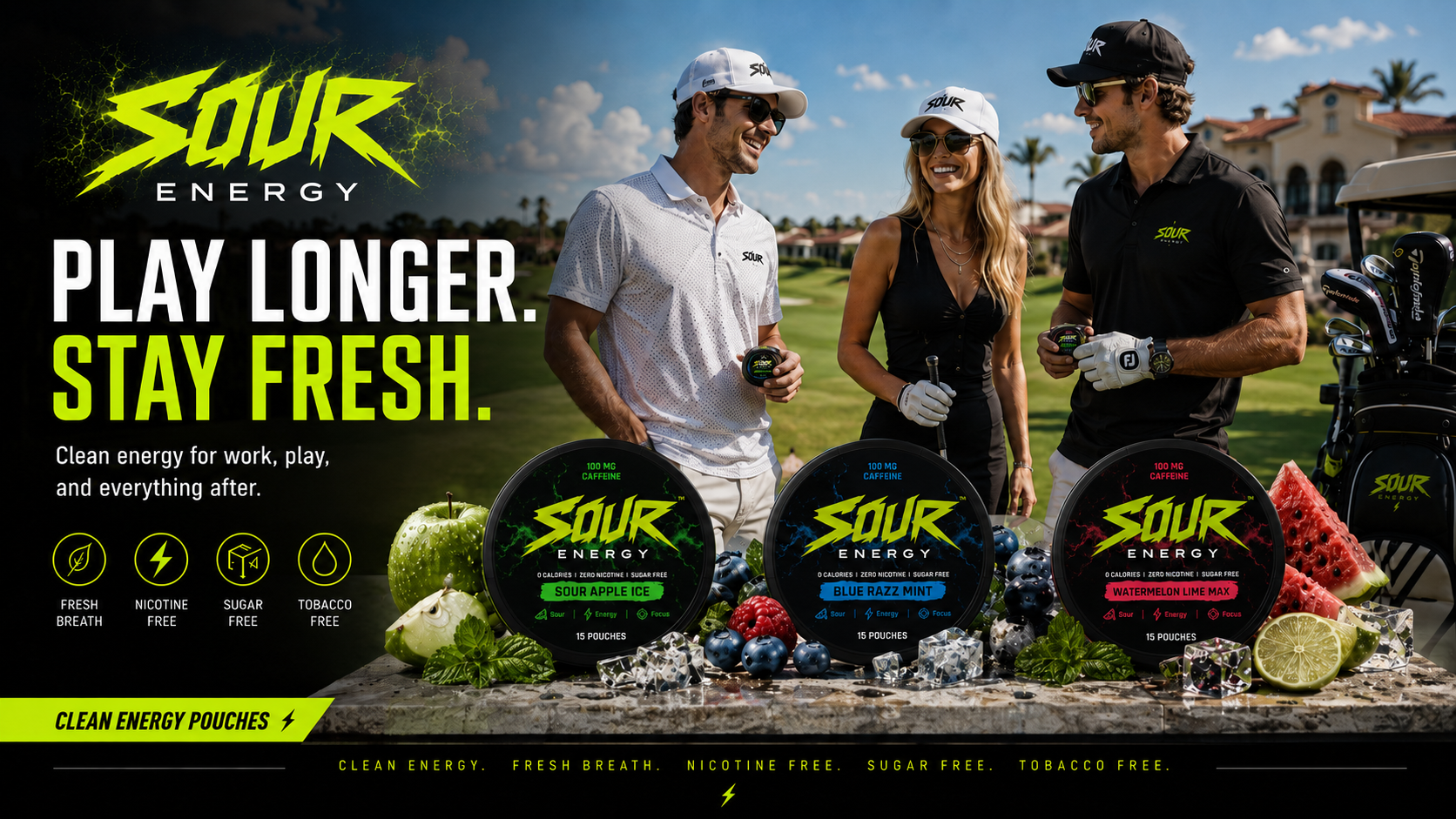 SOUR Energy golf lifestyle ad.